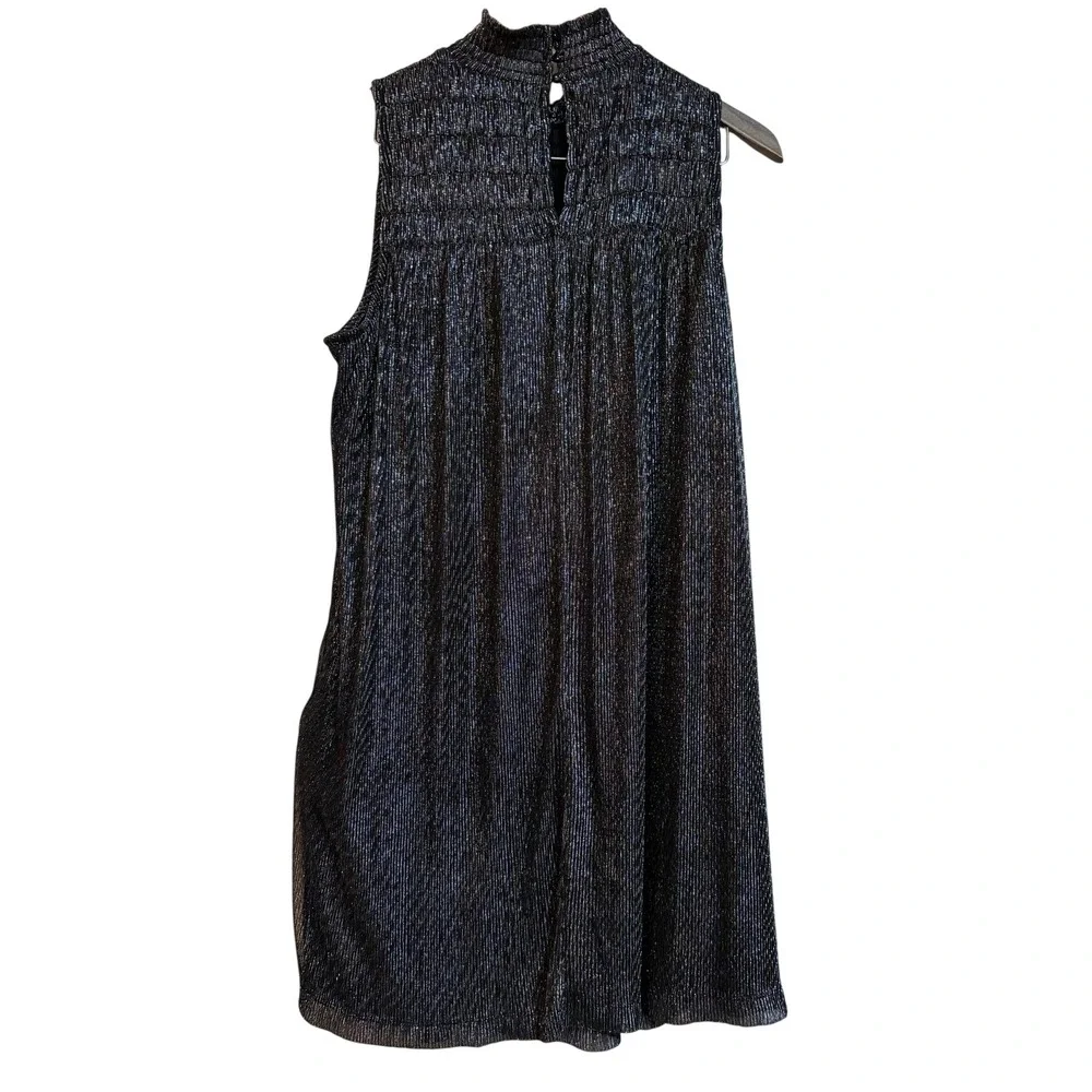 Nine West Women's Black Metallic Mock Neck Sleeveless‎ A-Line Dress Size M - Picture 9 of 10